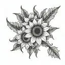 sun flowers black and white tattoo tattoo design idea