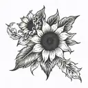 sun flowers black and white tattoo tattoo design idea