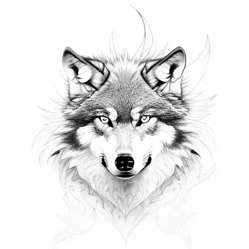 wolf and phoenix tattoo design idea