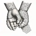 Two fists bumping with intricate geometric patterns intertwined tattoo design idea