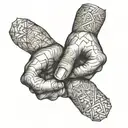 Two fists bumping with intricate geometric patterns intertwined tattoo design idea