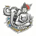 buddha and elephant and thai flag intertwined tattoo design idea