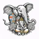 buddha and elephant and thai flag intertwined tattoo design idea