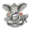 buddha and elephant and thai flag intertwined tattoo design idea