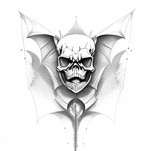 bat skeleton tattoo design idea