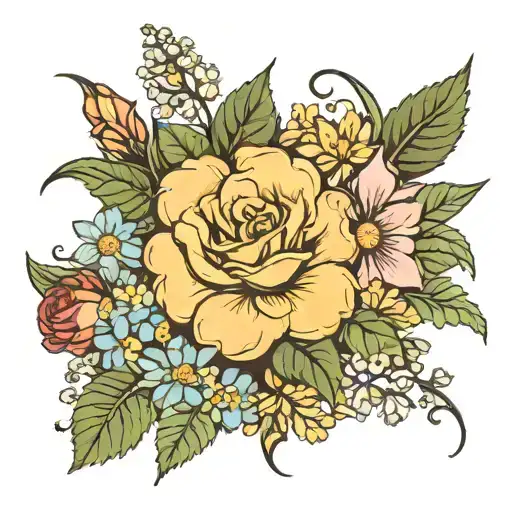 Rose  Aster Morning Glory  Marigold     Forget Me Not    Gladious  Honeysuckle  Lilly of the valley Chrysanthemum Daisy  tattoo design idea