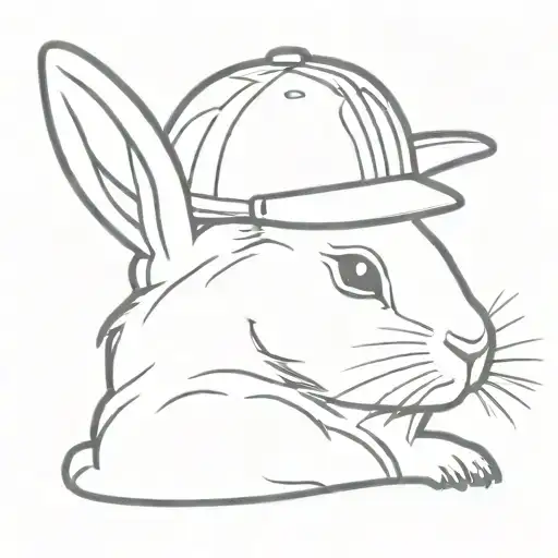 bunny wearing construction hat tattoo design idea