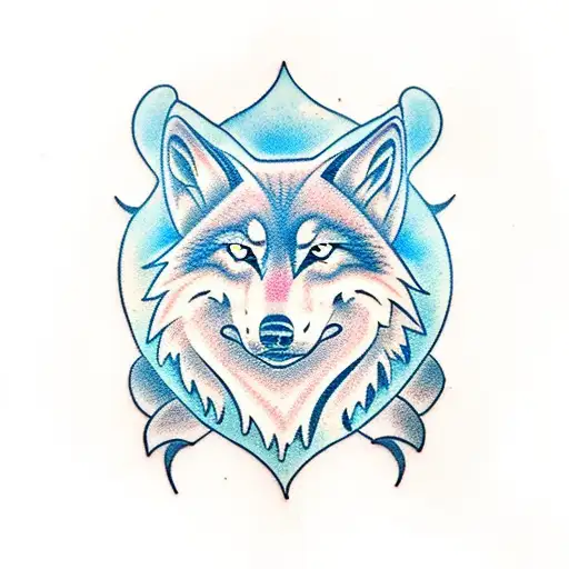 Wolf blue and red eyes tattoo design idea