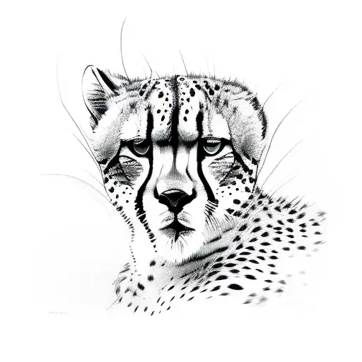 A detailed sketch of a cheetah hunting its prey tattoo design idea