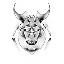 A tribal-inspired design featuring a rhinoceros in its natural habitat tattoo design idea