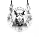 A tribal-inspired design featuring a rhinoceros in its natural habitat tattoo design idea