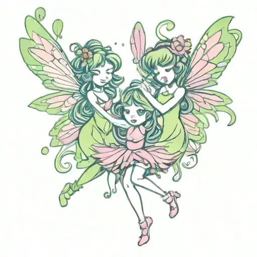 dancing fairies magic drain tattoo design idea