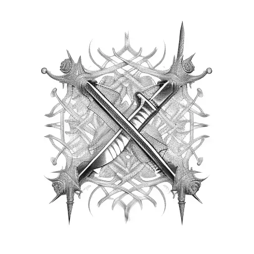 medieval sword with spiked vines wrapped around it  tattoo design idea