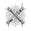 medieval sword with spiked vines wrapped around it  tattoo design idea