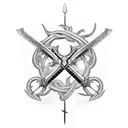 medieval sword with spiked vines wrapped around it  tattoo design idea