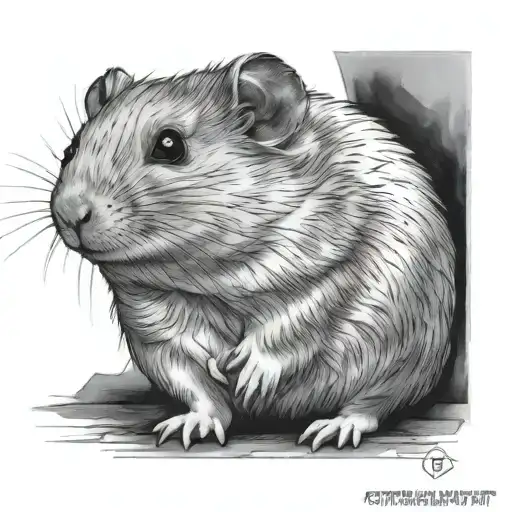 bw serious confident hamster portrait tattoo  tattoo design idea