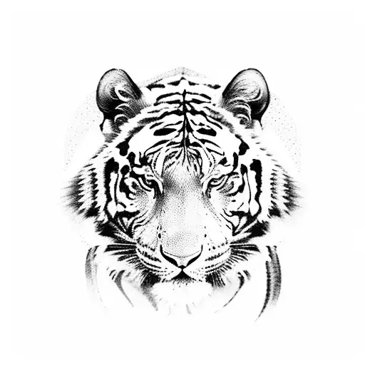 a full body black and white tiger tattoo design idea