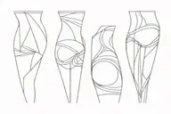 fluid geometric design with undulating lines on the left buttock tattoo design idea