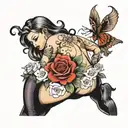 sexy shape for women on the buttocks tattoo design idea