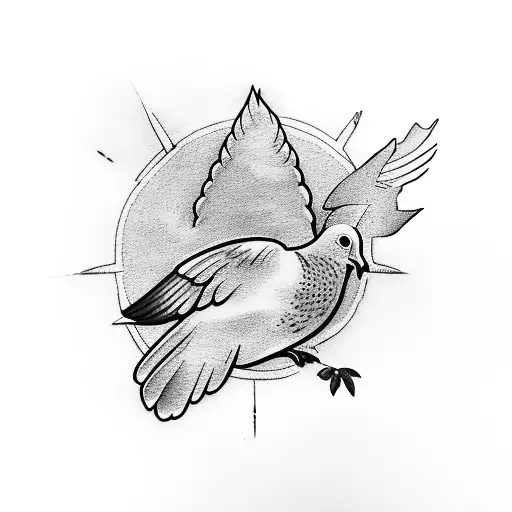 tattoo of a dove carrying an olive branch, which is a symbol of peace, with John Lennon's glasses and peace symbol incor tattoo design idea