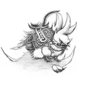 masamune from Sephiroth going down vertically with a chocobo and moogle near the hilt tattoo design idea