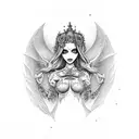 lillith goddess with grim riper  tattoo design idea