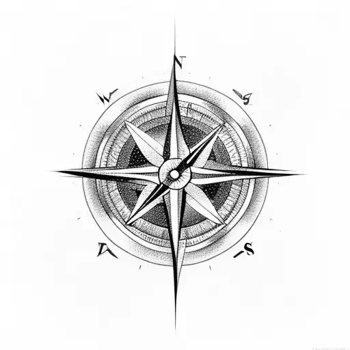 Compass with arrow and accounting symbols tattoo design idea
