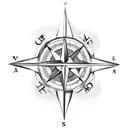 Compass with arrow and accounting symbols tattoo design idea