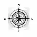 Compass with arrow and accounting symbols tattoo design idea