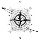 Compass with arrow and accounting symbols tattoo design idea