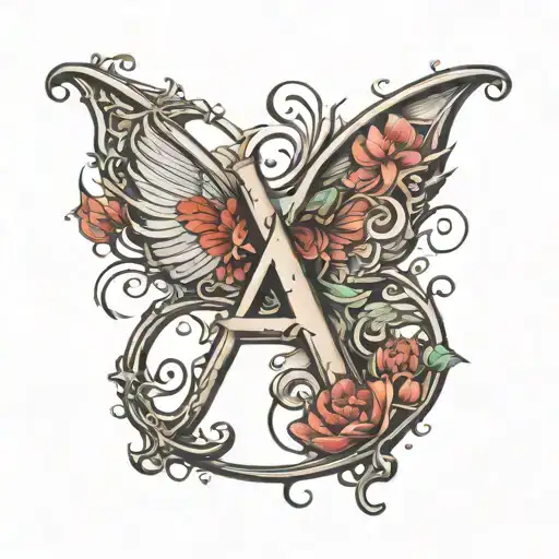 the letters A, J, N hidden within the design tattoo design idea