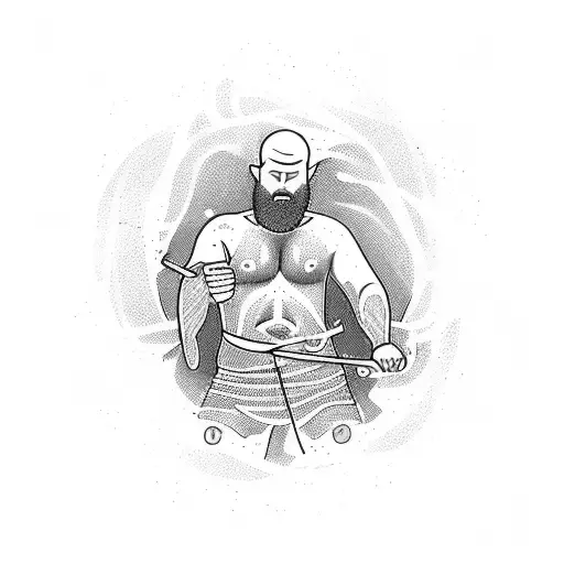 Physical therapist healing a wounded Viking warrior tattoo design idea