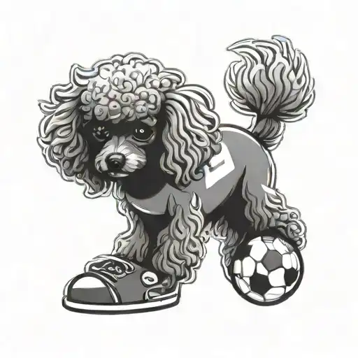 A toy poodle wearing soccer cleats tattoo design idea