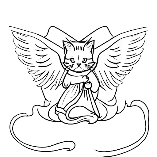 angel cat, memorial for my late cat.  tattoo design idea