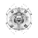 Odin's Raven, resplendent in stylized feathers, intertwines with runes spelling ancient sagas tattoo design idea