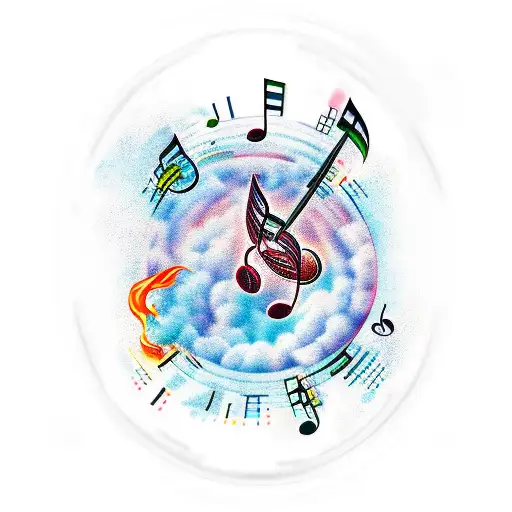 music fire freedom tattoo design idea