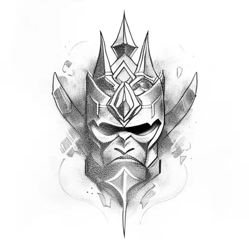 dark fantasy knight tattoo design idea