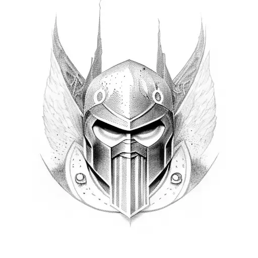 dark fantasy knight tattoo design idea