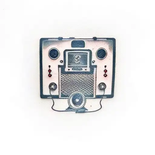 A tattoo of a vintage radio with intricate designs inspired by supernatural elements tattoo design idea