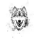Giant Wolf head biting a man in hald tattoo design idea