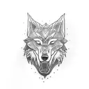 Giant Wolf head biting a man in hald tattoo design idea