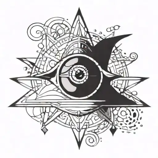 A minimalist tattoo of Shiva's third eye with a cosmic background tattoo design idea