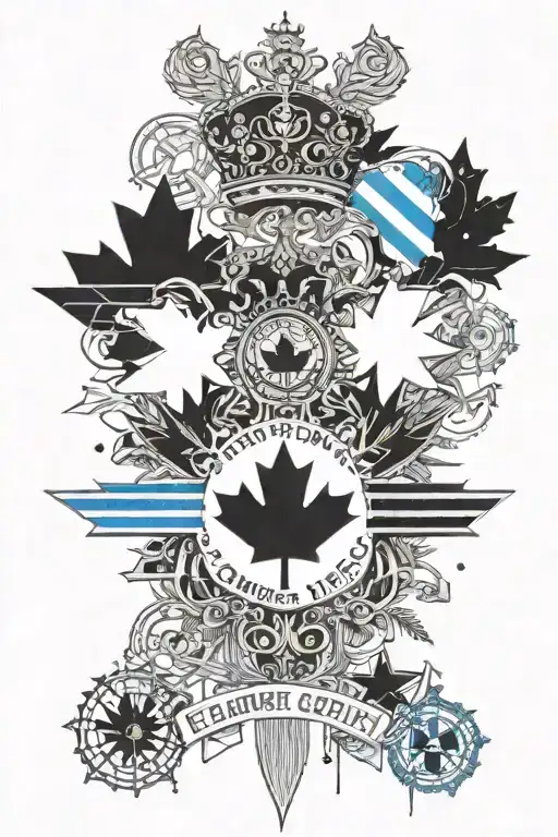 combine Canada flag with the thin blue line while incorporating the following names, Benjamin, Amelia, Harrison tattoo design idea