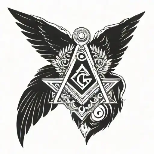 masonic symbol with angel wings   tattoo design idea