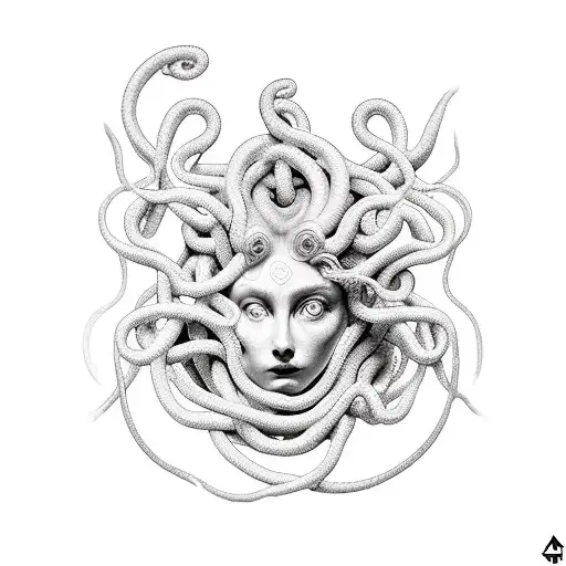 medusa segurando a cabeça do perseu tattoo design idea