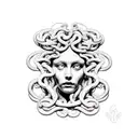 medusa segurando a cabeça do perseu tattoo design idea