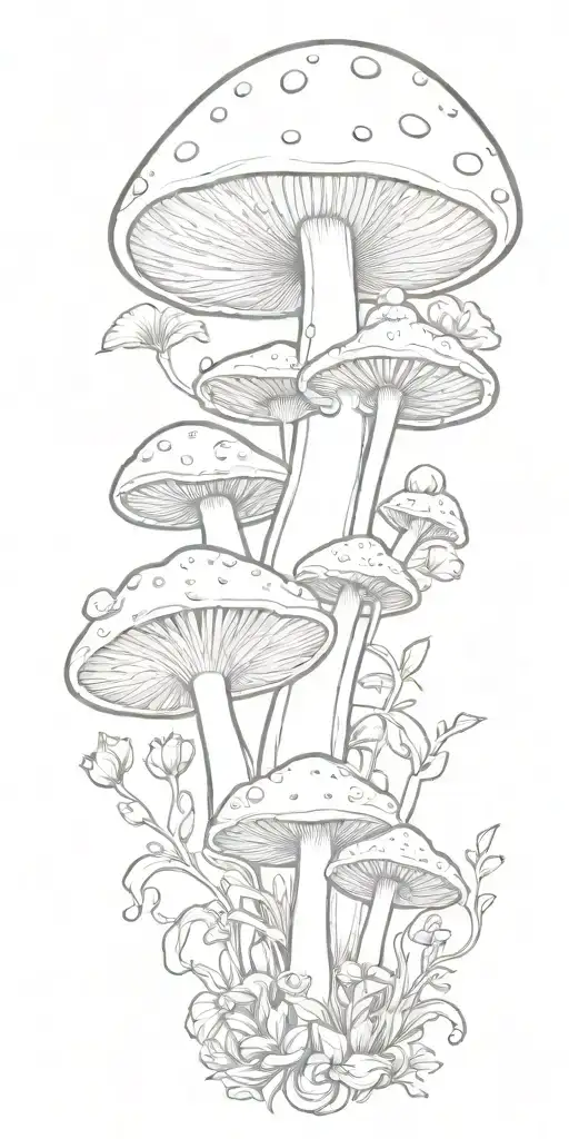 mushroom floral design tattoo design idea