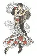 Latin dancing couple tattoo design idea