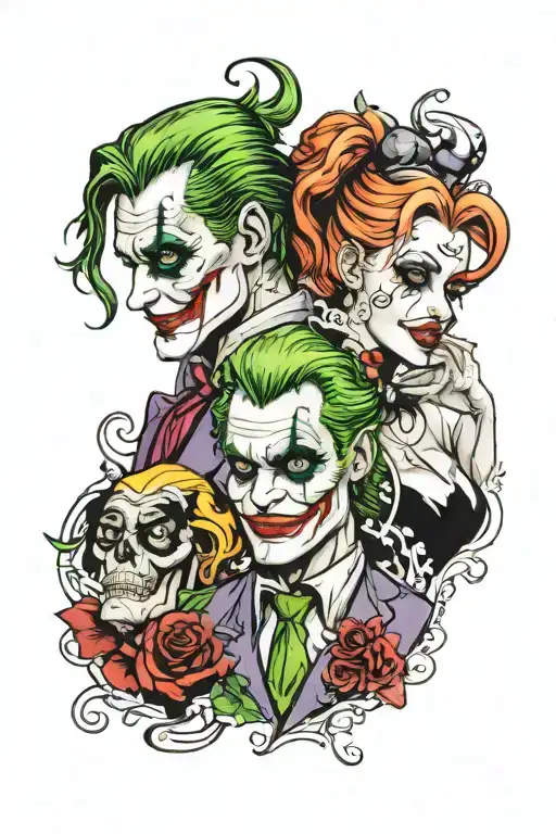 joker and harley quinn tattoo design idea