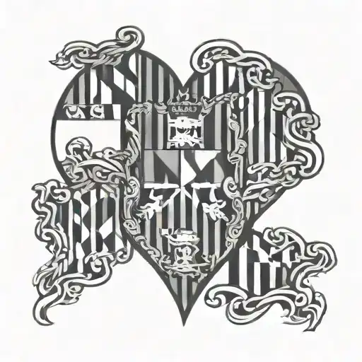 maryland state flag in a heart shape tattoo design idea